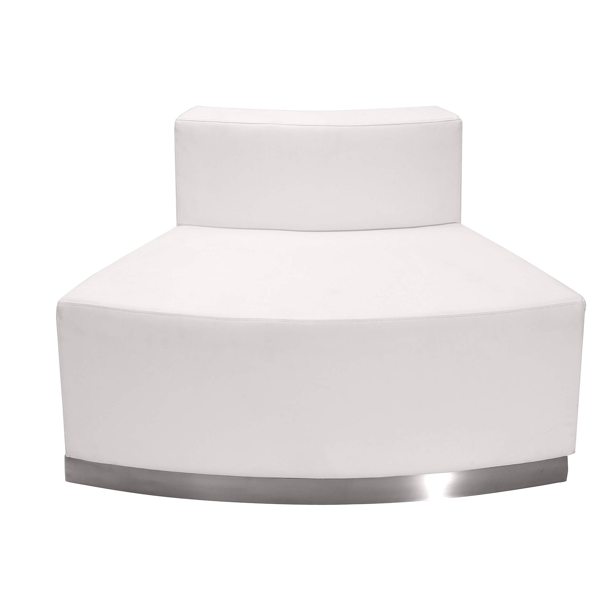 Flash Furniture Hercules Alon Series White Leathersoft Convex Chair With Brushed Stainless Steel Base